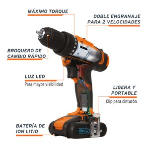 Taladro inalámbrico 1/2", 20 V - TRUPER