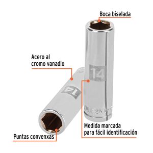 Dado alargado de 14 mm de 6 puntas con cuadro de 1/2". - TRUPER