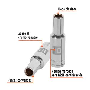 Dado alargado de 10 mm de 6 puntas convexas y cuadro de 1/2". - TRUPER
