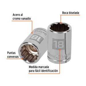 Dado de 18 mm de 12 puntas con cuadro de 1/2". - TRUPER