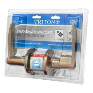 Juego manija para dormitorio estándar con seguro de diseño DELTA de acabado en latón antiguo - TRITON