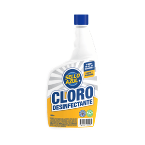Cloro multiusos que blanquea, elimina manchas y potabiliza el agua; 1 lt. - SELLO AZUL