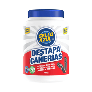 Destapador de cañerias granulado para desagües de lavabos y fregaderos; 425 gr. - SELLO AZUL