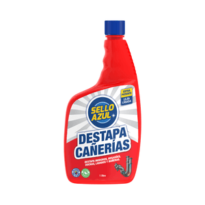 Destapador de cañerias líquido para desagües de lavabos y fregaderos; 1 lt. - SELLO AZUL