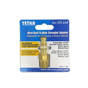 Adaptador para manguera de 10mm DE /8mm DI a rosca macho 1/4" NTP. - YETKA