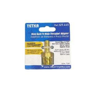 Adaptador para manguera de 10mm DE /8mm DI a rosca macho 3/8" NTP. - YETKA