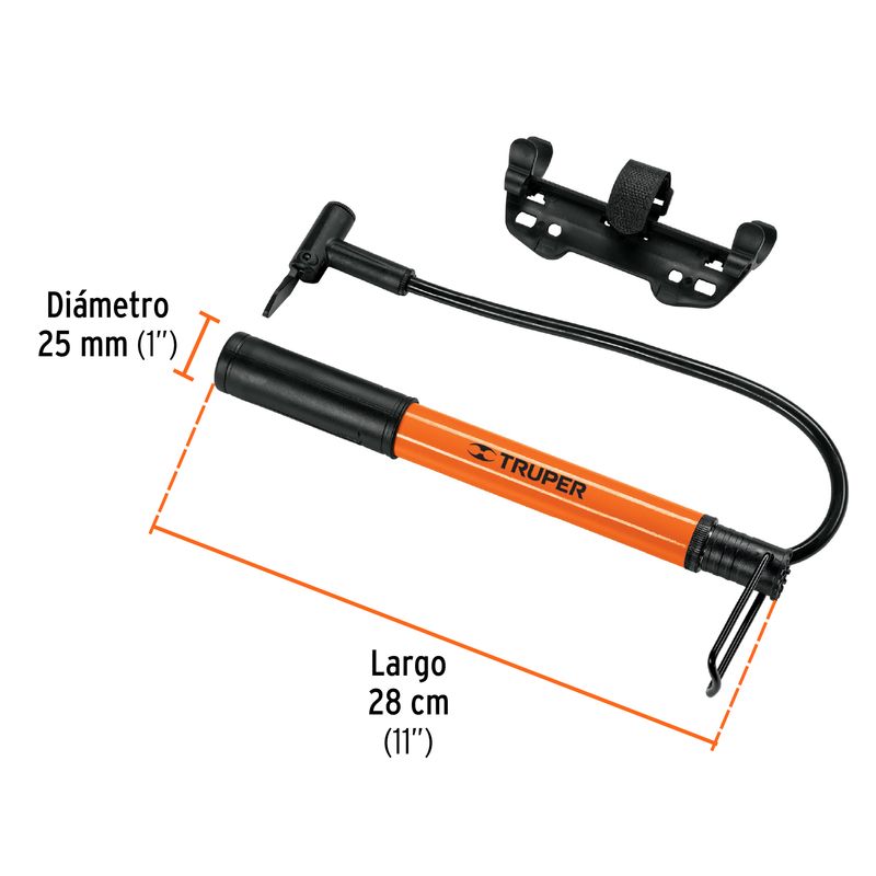 Bomba-de-aire-manual-para-bicicleta-con-cilindro-de-aluminio-ligero-manija-y-base-de-pedal-abatible.-60-PSI