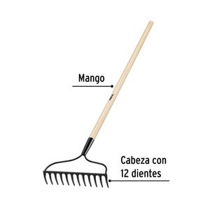 Rastrillo jardinero, 12 dientes - PRETUL