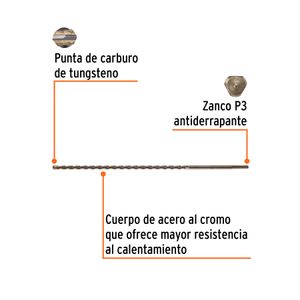 Broca para concreto de 1/4 x 12" - TRUPER