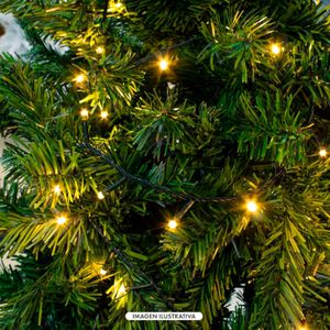 Juego de 100 luces navideñas LED de luz amarilla con cable verde. - BLITZ