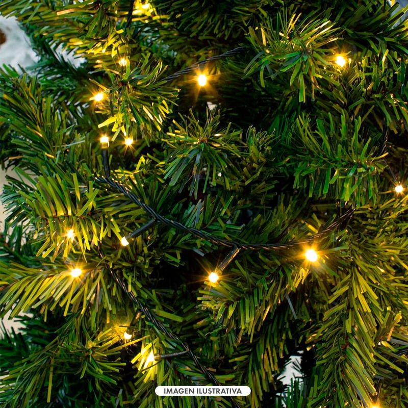 Juego-de-100-luces-navideñas-LED-de-luz-amarilla-con-cable-verde.