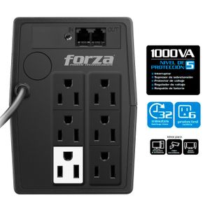 UPS interactiva NT-1011 de 1000VA de 500W con 6 tomas + RJ11 - 120V. - FORZA