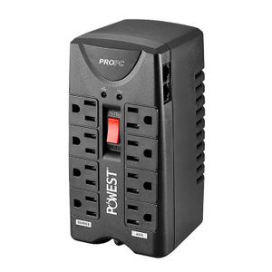 Regulador de voltaje PRO PC 1000 de 8 salidas protegidas + protección de internet. - POWEST
