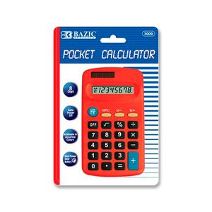 Calculadora pocket de funcionamiento con baterías y energía solar. - BAZIC