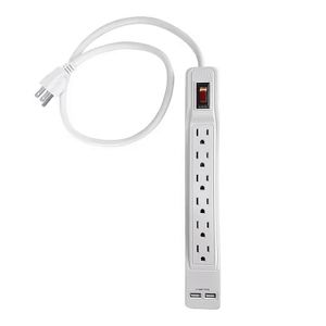 Regleta con 6 salidas aterrizadas + 2 puertos USB de carga de 2.1 Amp. - STANLEY