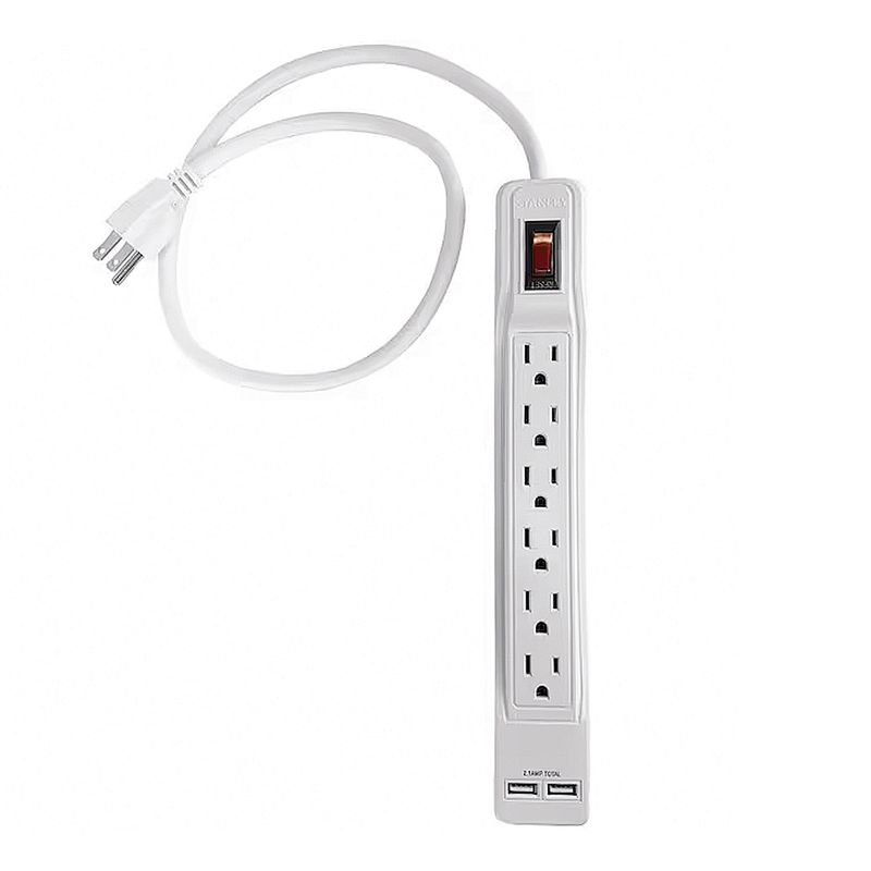 Regleta-con-6-salidas-aterrizadas---2-puertos-USB-de-carga-de-2.1-Amp.