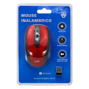 Mouse inalámbrico de hasta 1600 DPI con 6 botones y receptor wireless USB. - LSC