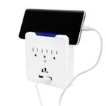 Cortapicos-de-3-tomas-frontales-aterrizadas-2-tomas-USB-tipo-A-para-carga-y-un-soporte-superior-para-smartphone