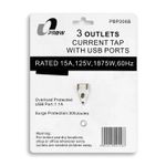 Cortapicos-de-3-tomas-frontales-aterrizadas-2-tomas-USB-tipo-A-para-carga-y-un-soporte-superior-para-smartphone