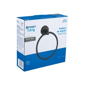 Toallero de baño metálico tipo argolla de acabado metalico negro - TRUPER