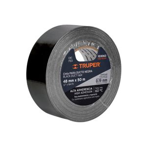 Cinta de ducto negra 50m x 48mm, espesor 0.19mm - TRUPER