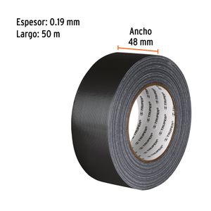 Cinta de ducto negra 50m x 48mm, espesor 0.19mm - TRUPER