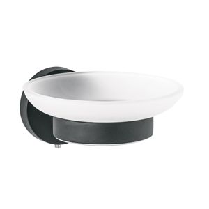 Jabonera metálica negra con plato de vidrio - TRUPER