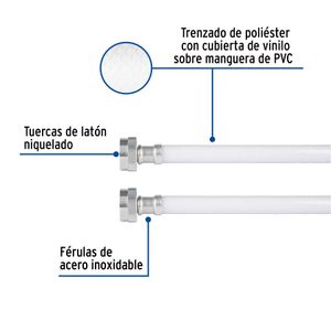 Manguera de abasto flexible para lavadora 3/4" x 3/4" 120cm. - TRUPER