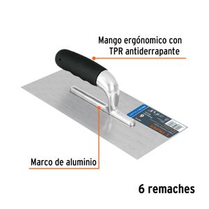 Llana 11" x 5" canto recto, 6 remaches, mango comfort grip - TRUPER