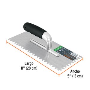 Llana 11" x 5" dentado cuadrado 1/4", 6 remaches, mango comfort - TRUPER