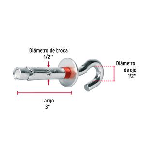 Taquete expansivo de 12x75 mm con armella abierta. - FIERO