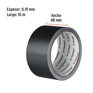 Cinta de ducto negra de 10 m x 48 mm de ancho, con un espesor de 0.19mm. - TRUPER