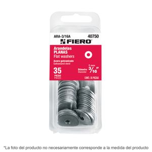 Blíster con 30 arandelas planas con diámetro interno de 1/4". - FIERO