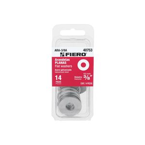 Blíster con 14 arandelas planas con diámetro interno de 3/8". - FIERO