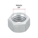 Blister-con-12-tuercas-hexagonales-de-3-8--de-acero-galvanizado.