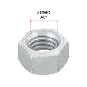 Blister con 12 tuercas hexagonales de 3/8" de acero galvanizado. - FIERO