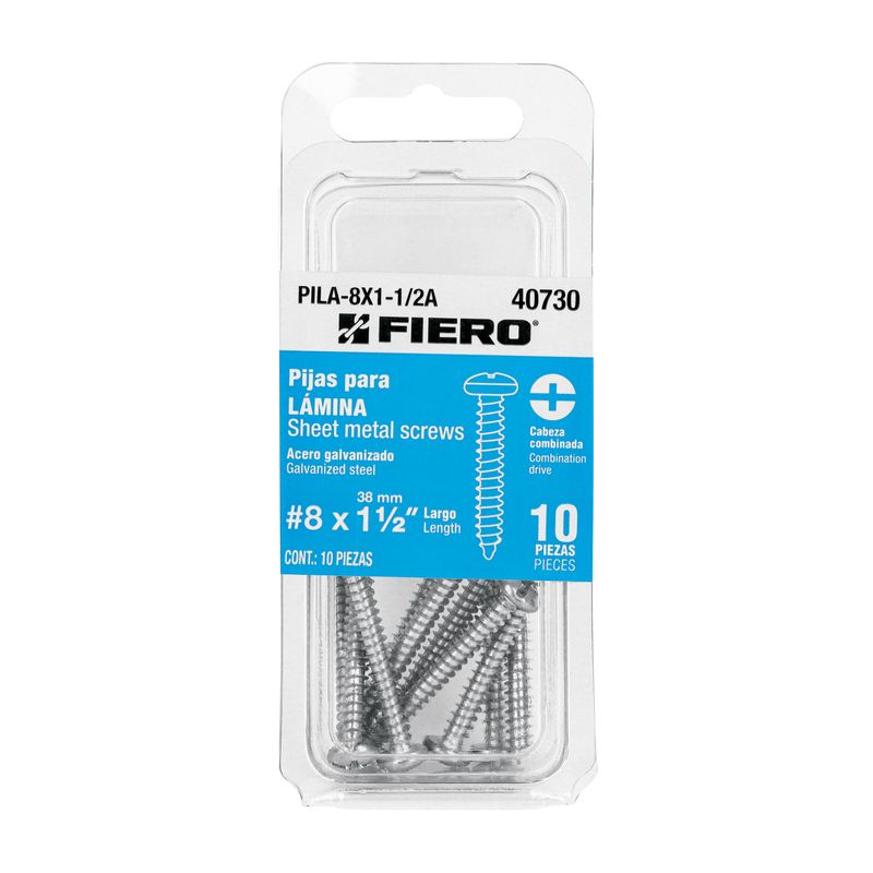 Blister-con-10-tornillos-autorroscables--8-de-largo-de-1-1-2--de-rosca-completa.
