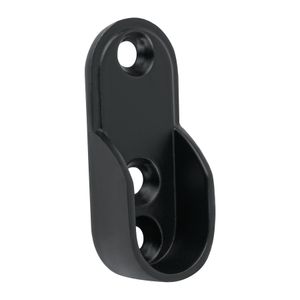 Soporte de pared ovalado negro de 1-3/4" para tubo de closet ovalado. - HERMEX