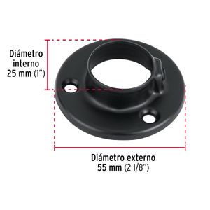Soporte de pared redondo con diámetro interno de 1" para tubo de closet redondo. - HERMEX