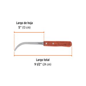 Cuchillo bananero de 5" con mango de madera. - TRUPER