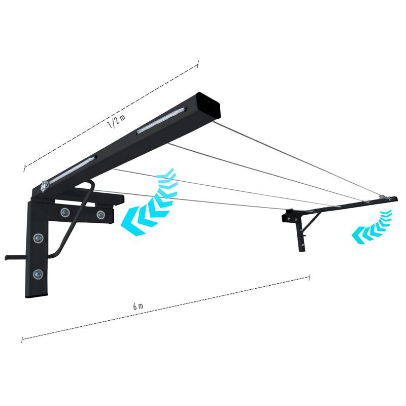 Tendedero-Plegable-de-acero-Incluye-Kit-de-Instalacion-Gratis--Espacios-Grande-Mediano-Pequeño-Capacidad-24-m-Rango-6-m.