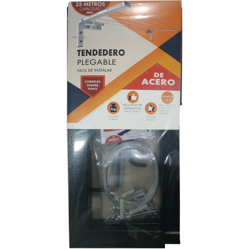Tendedero-Plegable-de-acero-Incluye-Kit-de-Instalacion-Gratis--Espacios-Grande-Mediano-Pequeño-Capacidad-24-m-Rango-6-m.