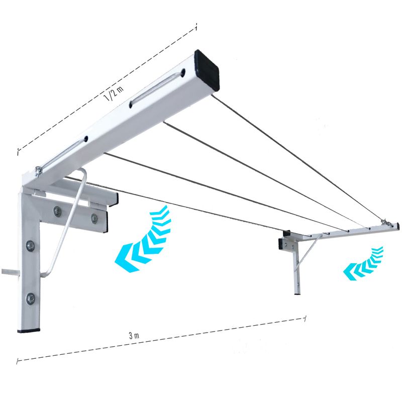 Tendedero-Plegable-de-acero-Incluye-Kit-de-Instalacion-Gratis-Para-espacios-Medianos-y-Pequeños-Capacidad-12-m-Rango-3-m.