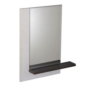 Espejo para baño ecológico, rectangular, con marco decorativo de 63x75 cm, repisa baja, fabricado en MDP tropical. - FV
