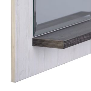 Espejo para baño ecológico, rectangular, con marco decorativo de 63x75 cm, repisa baja, fabricado en MDP tropical. - FV