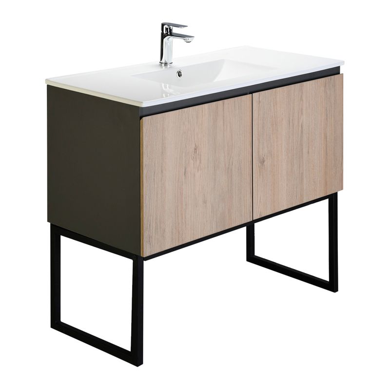 Mueble-al-piso-para-baño-para-lavabo-tocador-HELENA-100-CM.-Dos-puertas-abatibles-patas-metalicas.