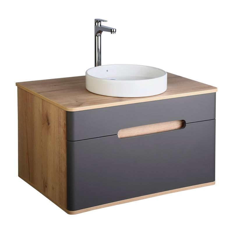 Mueble-suspendido-para-baño-CURVED-75-CM-gris-mate---duna.-Para-lavabo-de-sobreponer.-Gaveta-inferior.
