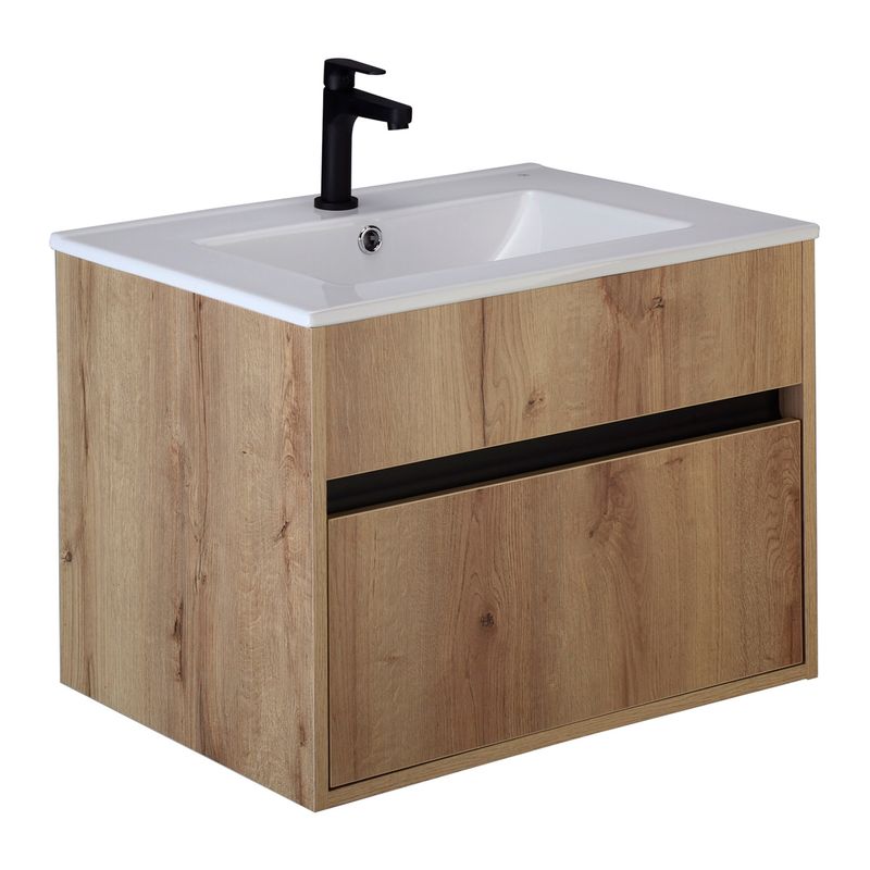 Mueble-suspendido-para-baño-para-lavabo-tocador-HELENA-60-CM-duna.-Gaveta-inferior-tiradera-tipo-gola-de-aluminio-negro.