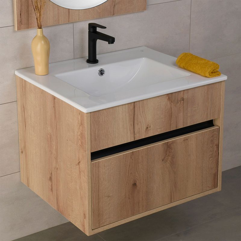 Mueble-suspendido-para-baño-para-lavabo-tocador-HELENA-60-CM-duna.-Gaveta-inferior-tiradera-tipo-gola-de-aluminio-negro.