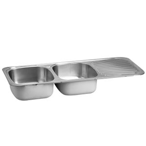 Fregadero dos pozos con escurridor 118x48 cm, para empotrar, modelo reversible. - FV